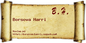Borsova Harri névjegykártya